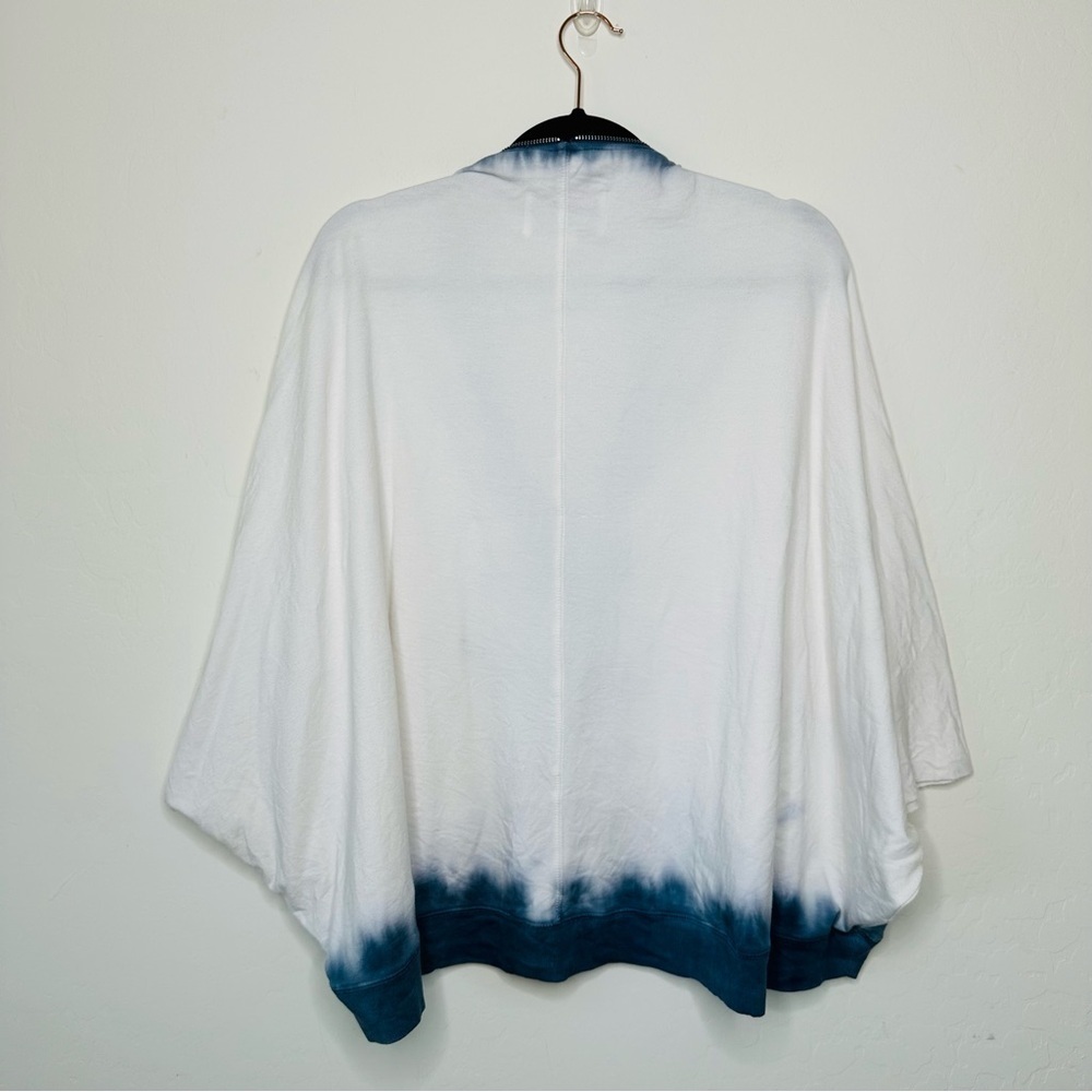 Aiko Blue Tie Dye Lightweight Zip Poncho Like Oversized Dolman Sleeve Top XS - Picture 4 of 6
